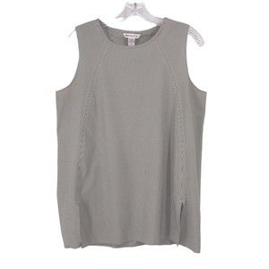 Athleta Zephyr Refined Tank Size Medium Gray White Stripe Shirt Top Stretch